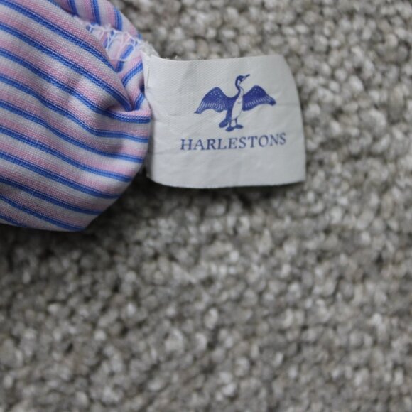 Harlestons Polo Shirt Mens 2XL XXL Pink/Blue Striped Tailored Fit Short Sleeve - Picture 11 of 15